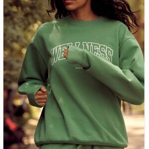 Sporty & Rich Light Lime Green Ivy Crewneck Sweatshirt Size S NEW